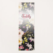 Waterverf Roze Gele Rozen op zwart, Monogram Yogamat (Voorkant)