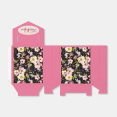 Waterverf Roze & Gele Rozen op Zwart, Verjaardag Bedankdoosjes (Uitgevouwen)