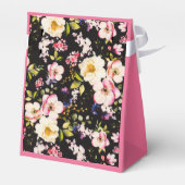 Waterverf Roze & Gele Rozen op Zwart, Verjaardag Bedankdoosjes (Achterkant)