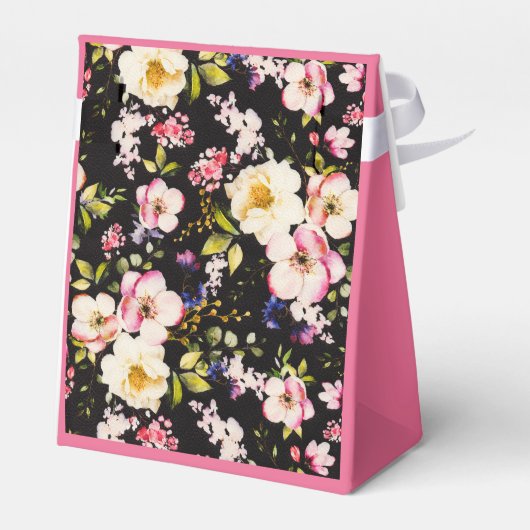 Waterverf Roze & Gele Rozen op Zwart, Verjaardag Bedankdoosjes (Achterkant)