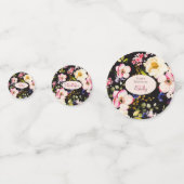 Waterverf Roze & Gele Rozen op Zwart, Verjaardag Confetti (Voorkanten)