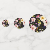 Waterverf Roze & Gele Rozen op Zwart, Verjaardag Confetti (Achterkanten)