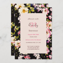 Waterverf Roze & Gele Rozen op Zwart, Verjaardag