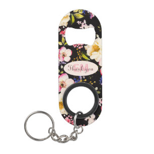 Waterverf Roze & Gele Rozen op Zwart, Verjaardag Mini Flessenopener