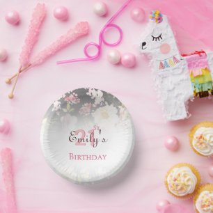 Waterverf Roze & Gele Rozen op Zwart, Verjaardag Papieren Kommen