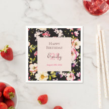 Waterverf Roze & Gele Rozen op Zwart, Verjaardag