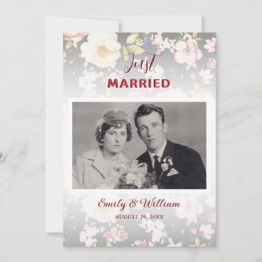 Waterverf Roze Gele Rozen, zwart wazig, Bruiloft Aankondiging (Voorkant)