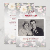 Waterverf Roze Gele Rozen, zwart wazig, Bruiloft Aankondiging (Voorkant / Achterkant)