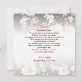 Waterverf Roze Gele Rozen, zwart wazig, Bruiloft Bedankkaart (Achterkant)