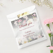 Waterverf Roze Gele Rozen, zwart wazig, Bruiloft Bedankzakje (Gezegeld)