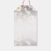 Waterverf Roze Gele Rozen, zwart wazig, Bruiloft Cadeaulabel (Achterkant)