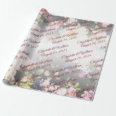 Waterverf Roze Gele Rozen, zwart wazig, Bruiloft Cadeaupapier (Uitgerold)