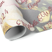 Waterverf Roze Gele Rozen, zwart wazig, Bruiloft Cadeaupapier (Rol Hoek)