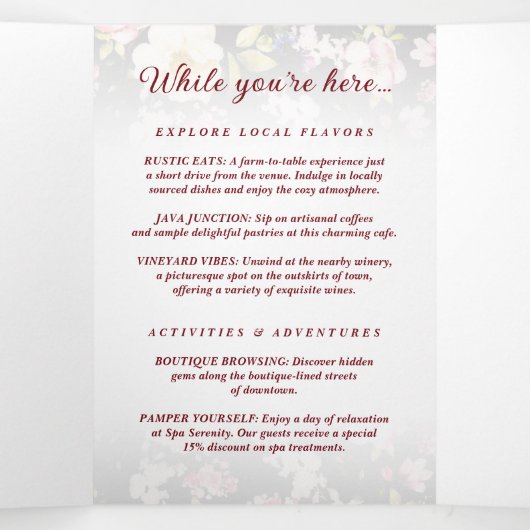 Waterverf Roze Gele Rozen, zwart wazig, Bruiloft Drieluik Programma (Binnenkant midden)