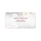 Waterverf Roze Gele Rozen, zwart wazig, Bruiloft Etiket (Voorkant)