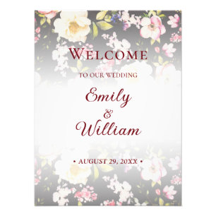 Waterverf Roze Gele Rozen, zwart wazig, Bruiloft Foto Afdruk