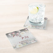 Waterverf Roze Gele Rozen, zwart wazig, Bruiloft Glazen Onderzetter (Schuin)