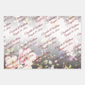 Waterverf Roze Gele Rozen, zwart wazig, Bruiloft Inpakpapier Vel (Voorkant)