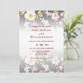 Waterverf Roze Gele Rozen, zwart wazig, Bruiloft Kaart (Staand voorkant)