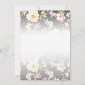 Waterverf Roze Gele Rozen, zwart wazig, Bruiloft Kaart (Achterkant)