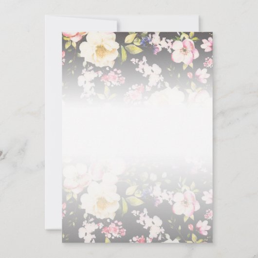 Waterverf Roze Gele Rozen, zwart wazig, Bruiloft Kaart (Achterkant)