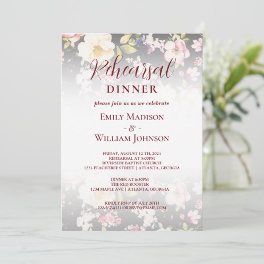 Waterverf Roze Gele Rozen, zwart wazig, Bruiloft Kaart (Staand voorkant)