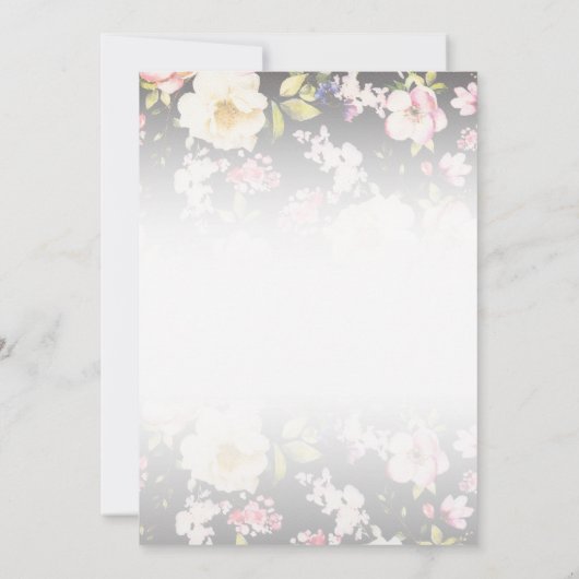 Waterverf Roze Gele Rozen, zwart wazig, Bruiloft Kaart (Achterkant)