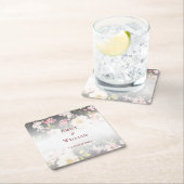 Waterverf Roze Gele Rozen, zwart wazig, Bruiloft Kartonnen Onderzetters (Insitu)