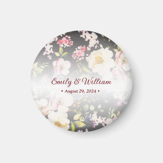 Waterverf Roze Gele Rozen, zwart wazig, Bruiloft Magneet