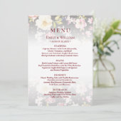 Waterverf Roze Gele Rozen, zwart wazig, Bruiloft Menu (Staand voorkant)