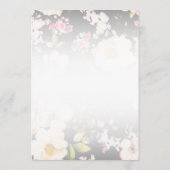 Waterverf Roze Gele Rozen, zwart wazig, Bruiloft Menu (Achterkant)