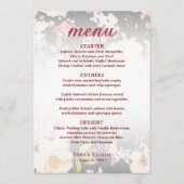 Waterverf Roze Gele Rozen, zwart wazig, Bruiloft Menu (Voorkant)