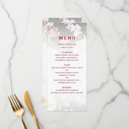 Waterverf Roze Gele Rozen, zwart wazig, Bruiloft Menu