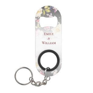 Waterverf Roze Gele Rozen, zwart wazig, Bruiloft Mini Flessenopener