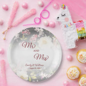 Waterverf Roze Gele Rozen, zwart wazig, Bruiloft Papieren Bordje (Feest)