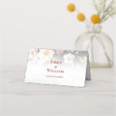 Waterverf Roze Gele Rozen, zwart wazig, Bruiloft Plaatskaartje (Achterkant)