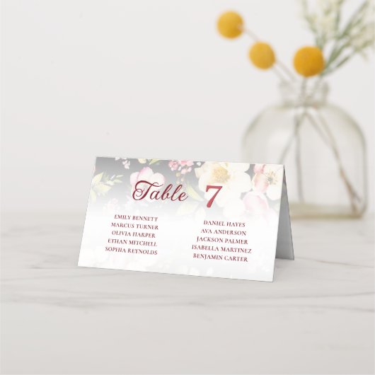 Waterverf Roze Gele Rozen, zwart wazig, Bruiloft Plaatskaartje (Voorkant)