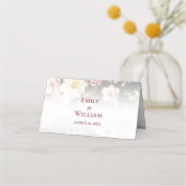 Waterverf Roze Gele Rozen, zwart wazig, Bruiloft Plaatskaartje (Achterkant)