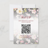 Waterverf Roze Gele Rozen, zwart wazig, Bruiloft RSVP Kaartje (Voorkant)