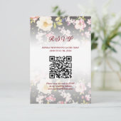 Waterverf Roze Gele Rozen, zwart wazig, Bruiloft RSVP Kaartje (Staand voorkant)