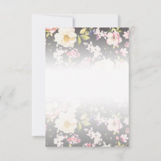 Waterverf Roze Gele Rozen, zwart wazig, Bruiloft RSVP Kaartje (Achterkant)