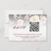 Waterverf Roze Gele Rozen, zwart wazig, Bruiloft RSVP Kaartje (Voorkant)