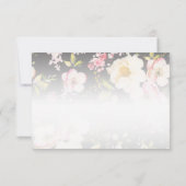 Waterverf Roze Gele Rozen, zwart wazig, Bruiloft RSVP Kaartje (Achterkant)