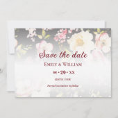 Waterverf Roze Gele Rozen, zwart wazig, Bruiloft Save The Date (Voorkant)