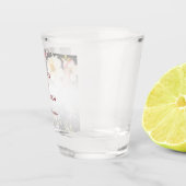 Waterverf Roze Gele Rozen, zwart wazig, Bruiloft Shot Glas (Rechts)