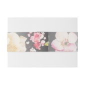 Waterverf Roze Gele Rozen, zwart wazig, Bruiloft Uitnodigingen Wikkel (Achterkant Voorbeeld)