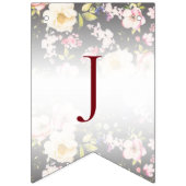 Waterverf Roze Gele Rozen, zwart wazig, Bruiloft Vlaggetjes (Derde vlag)