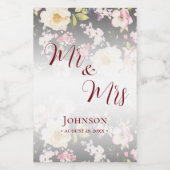 Waterverf Roze Gele Rozen, zwart wazig, Bruiloft Voedselcontainer Etiket (Enkel label)