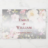 Waterverf Roze Gele Rozen, zwart wazig, Bruiloft Voedselcontainer Etiket (Enkel label)