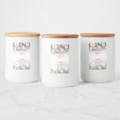 Waterverf Roze Gele Rozen, zwart wazig, Bruiloft Voedselcontainer Etiket (Flessen)